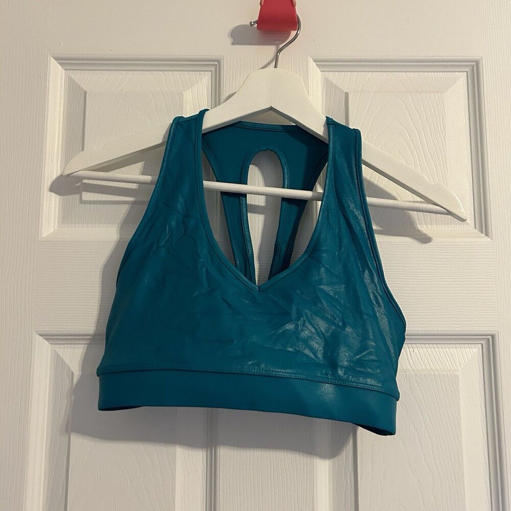 Carbon38 Sports Bra Womens Teal Action 2.0 Takara Shine Shimmer Small Activewear - Picture 2 of 6